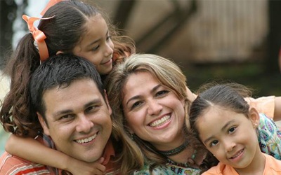 Smiling family portrait