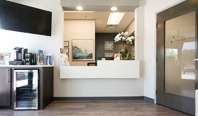 front desk and coffee station