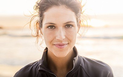 Smiling woman at beach